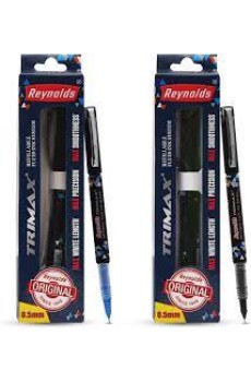 Reynolds TRIMAX 1 BLUE, 1 BLACKI Lightweight Roller Pen With Comfortable Grip for Extra Smooth Writing